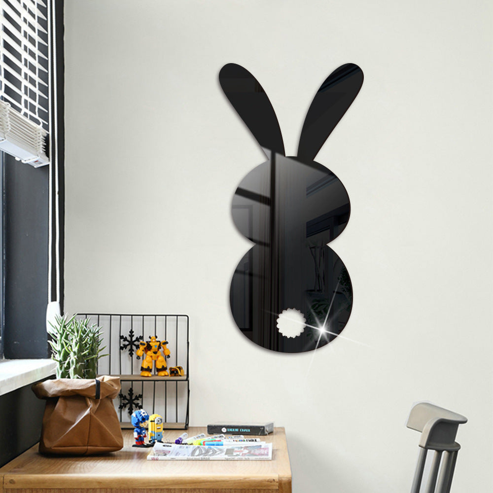 Spring Home Decor – Easter Cartoon Rabbit Mirror Wall Decal
