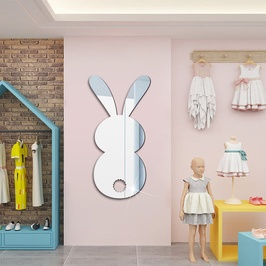 Spring Home Decor – Easter Cartoon Rabbit Mirror Wall Decal