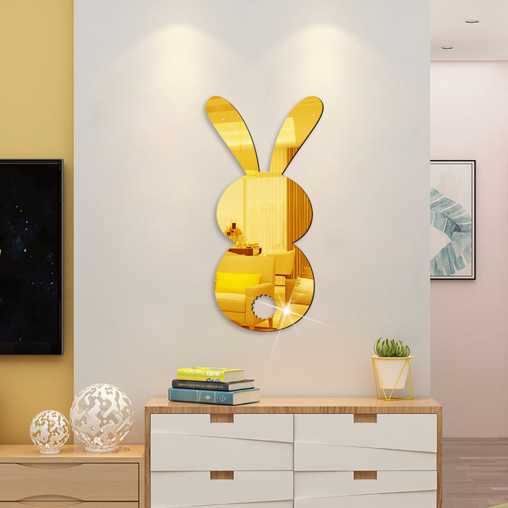 Spring Home Decor – Easter Cartoon Rabbit Mirror Wall Decal