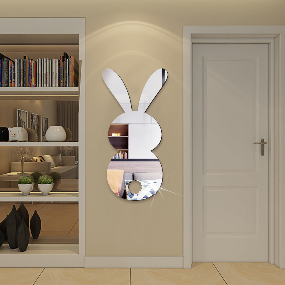Spring Home Decor – Easter Cartoon Rabbit Mirror Wall Decal