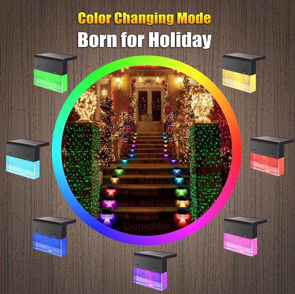 Solar LED Outdoor Fence Lights – Waterproof RGB Step Lights for Garden, Yard & Stairs