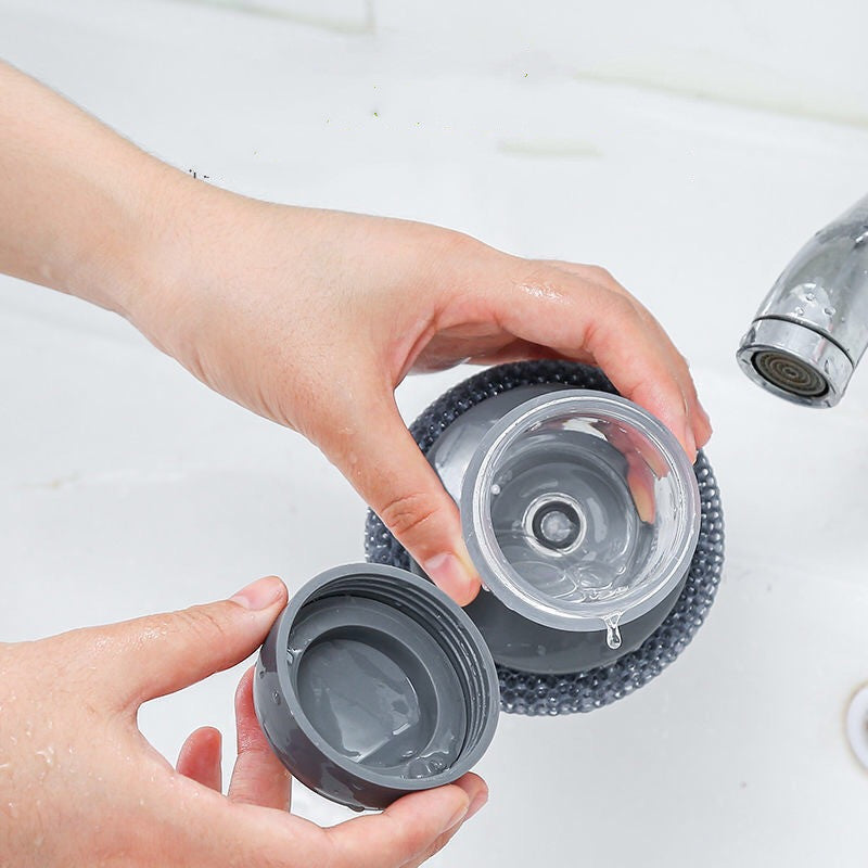 Soap Dispensing Palm Brush – Effortless Dish Cleaning Tool