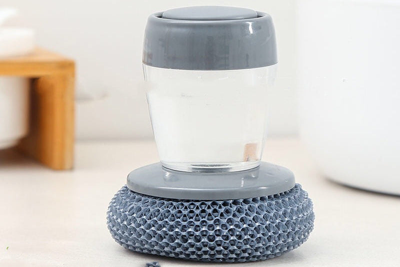 Soap Dispensing Palm Brush – Effortless Dish Cleaning Tool