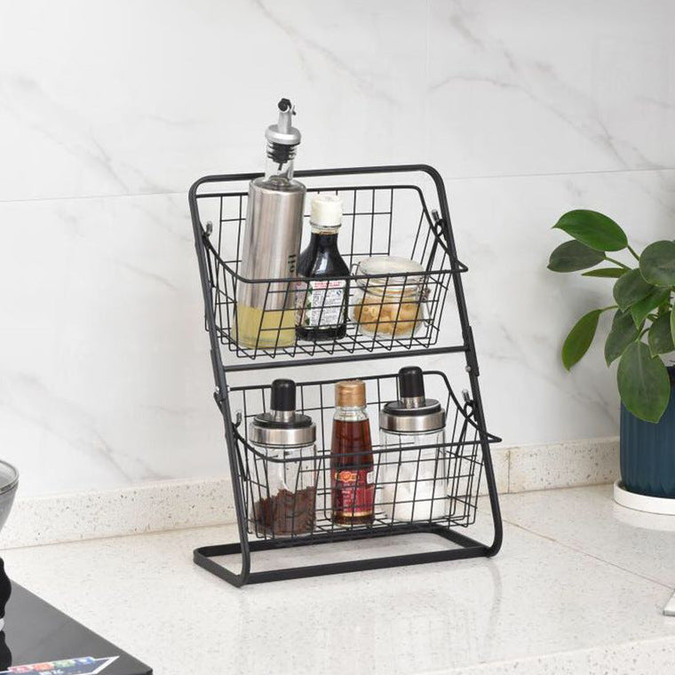 Space-Saving Stainless Steel Countertop Rack – Multi-Tier Kitchen Organizer Shelf