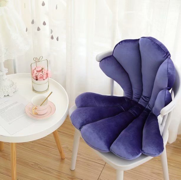 Soft Velvet Shell Cushion – Aesthetic Chair Pillow for Bedroom, Living Room & Cozy Comfort