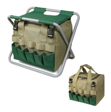 Garden Tools Organizer Stool Chair – Folding Gardening Seat with Storage Bag