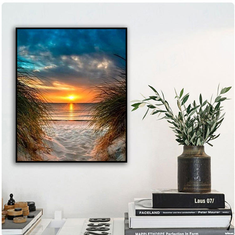 Sunset Beach Diamond Painting – DIY Full Drill Wall Art for Living Room