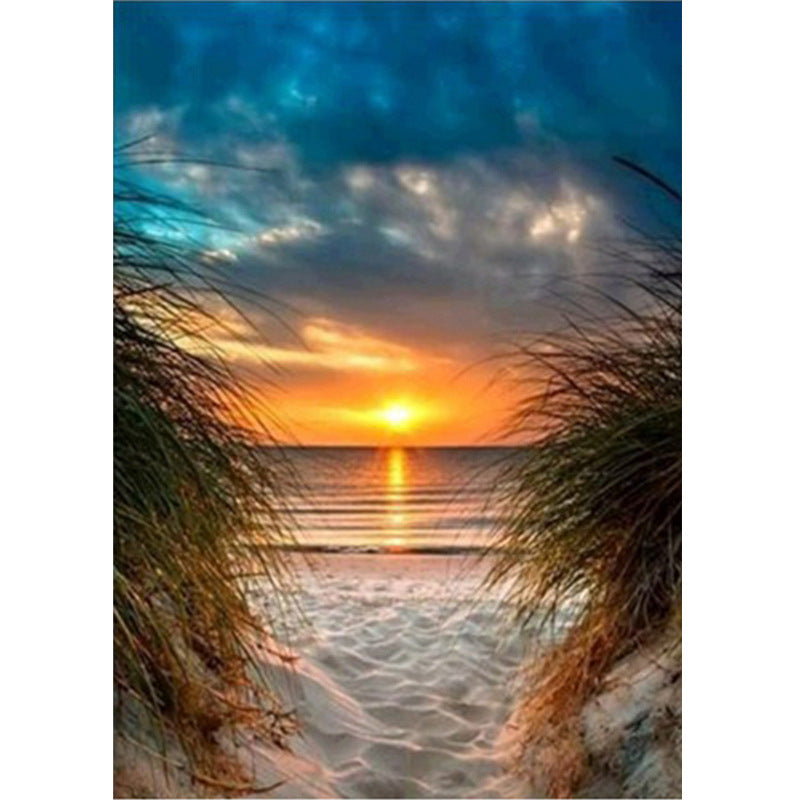 Sunset Beach Diamond Painting – DIY Full Drill Wall Art for Living Room