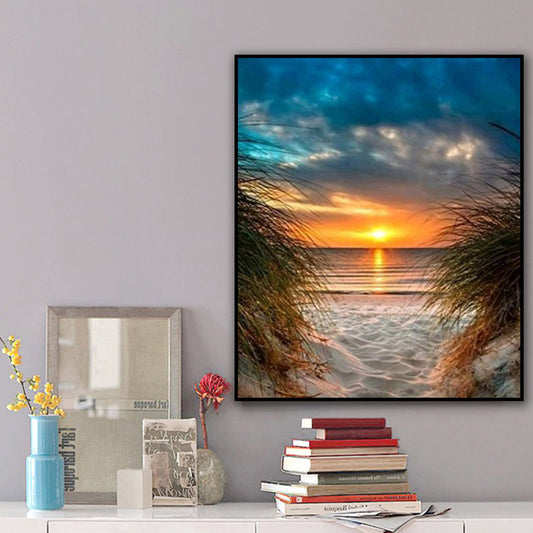 Sunset Beach Diamond Painting – DIY Full Drill Wall Art for Living Room