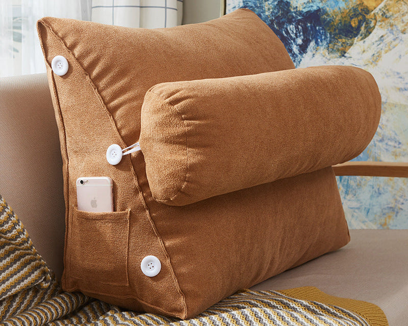 Comfort Velvet Wedge Bed Pillow – Large Lumbar Support Cushion for Sofa & Reading