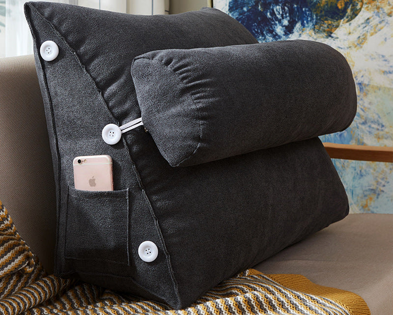 Comfort Velvet Wedge Bed Pillow – Large Lumbar Support Cushion for Sofa & Reading