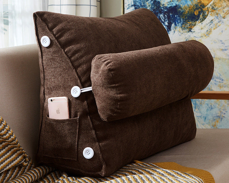 Comfort Velvet Wedge Bed Pillow – Large Lumbar Support Cushion for Sofa & Reading