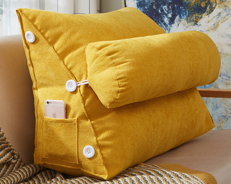 Comfort Velvet Wedge Bed Pillow – Large Lumbar Support Cushion for Sofa & Reading