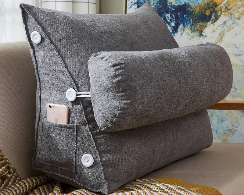 Comfort Velvet Wedge Bed Pillow – Large Lumbar Support Cushion for Sofa & Reading