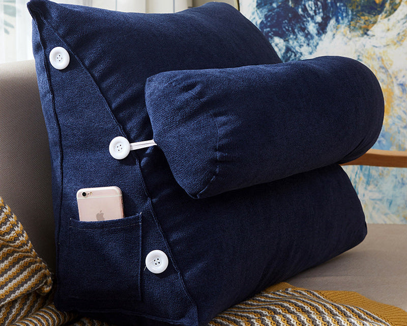 Comfort Velvet Wedge Bed Pillow – Large Lumbar Support Cushion for Sofa & Reading