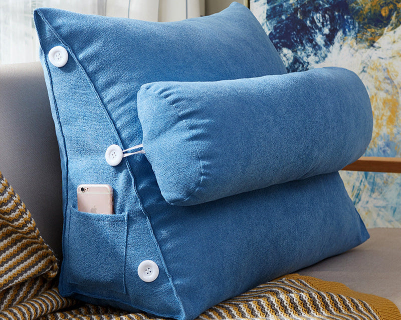 Comfort Velvet Wedge Bed Pillow – Large Lumbar Support Cushion for Sofa & Reading