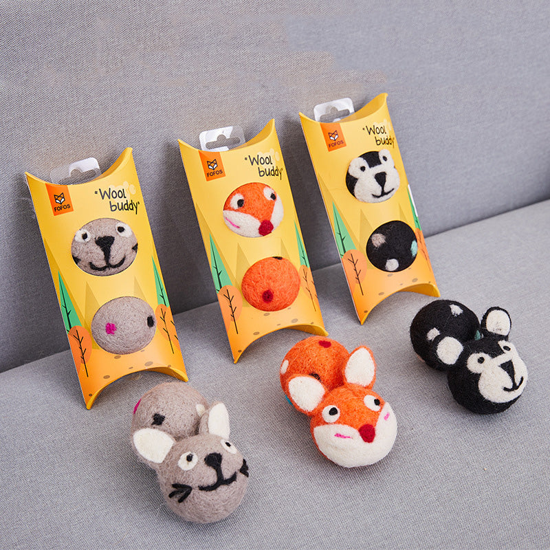 Colorful Cat Toy Ball with Bell – Interactive Felt Play Toy for Cats & Dogs