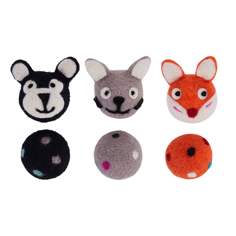 Colorful Cat Toy Ball with Bell – Interactive Felt Play Toy for Cats & Dogs
