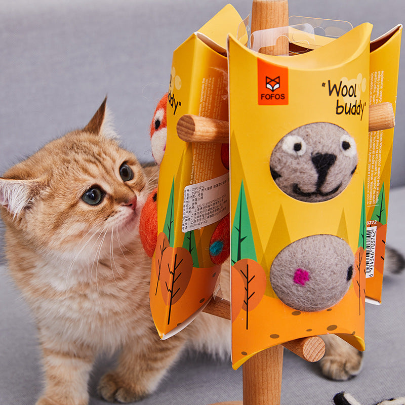 Colorful Cat Toy Ball with Bell – Interactive Felt Play Toy for Cats & Dogs