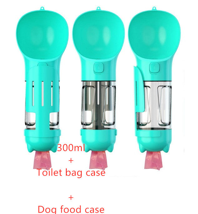 All-in-One Dog Travel Water Bottle – Portable Pet Water Dispenser with Food Bowl & Poop Bag Storage
