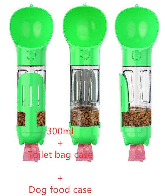 All-in-One Dog Travel Water Bottle – Portable Pet Water Dispenser with Food Bowl & Poop Bag Storage