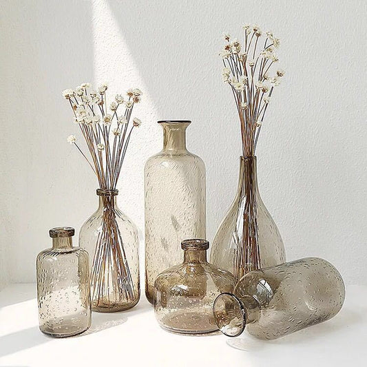 Bubble Glass Vase Home Decor – Modern Transparent Flower Vase for Living Room Table Decoration