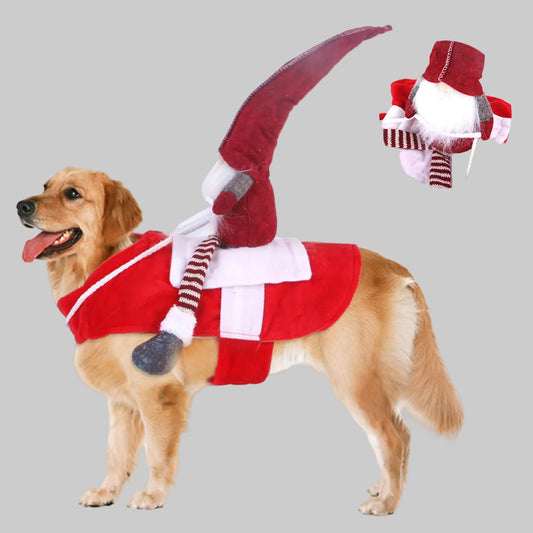 Dog Santa Riding Costume – Cute Christmas Pet Outfit for Viral Photos