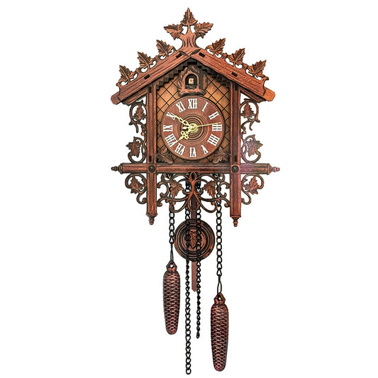 Vintage Rustic Cuckoo Wall Clock – Wooden Hanging Decor for Living Room