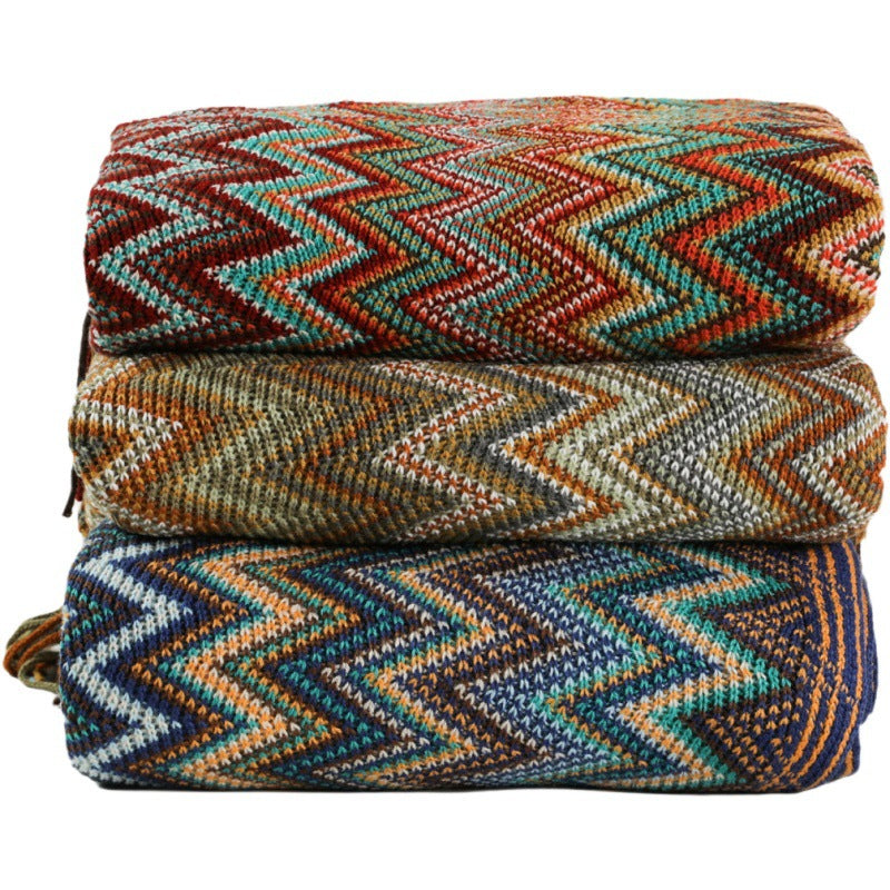 Bohemian Knit Blanket – Stylish Cozy Throw for Sofa, Bed, Office & Home Decor