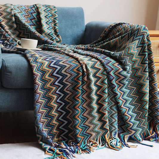 Bohemian Knit Blanket – Stylish Cozy Throw for Sofa, Bed, Office & Home Decor