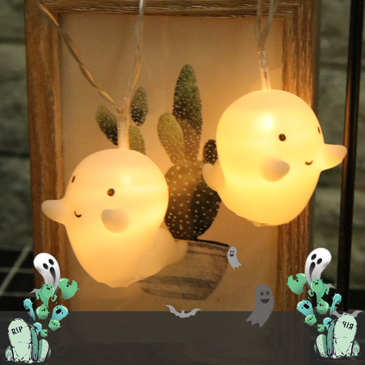 Halloween Pumpkin Ghost LED Lantern – Spooky Light Decor for Party & Outdoor Setup