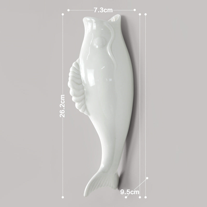 Simple Modern Ceramic Wall Vase – Goldfish Shape 3D Hanging Decor for Living Room