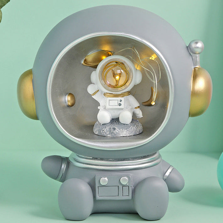 Nordic Astronaut Night Lamp Piggy Bank – Cute Resin Desk Decor for Living Room