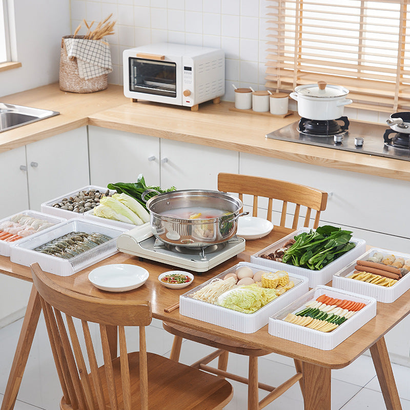 Foldable Kitchen Organizer Rack – Stackable Storage Shelf with Draining Basket