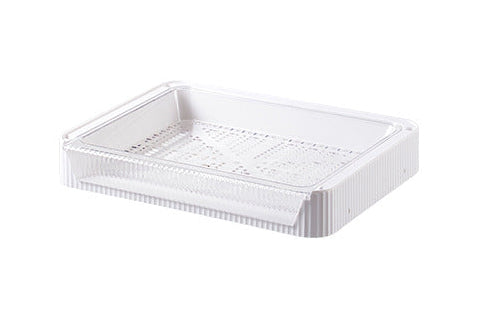 Foldable Kitchen Organizer Rack – Stackable Storage Shelf with Draining Basket