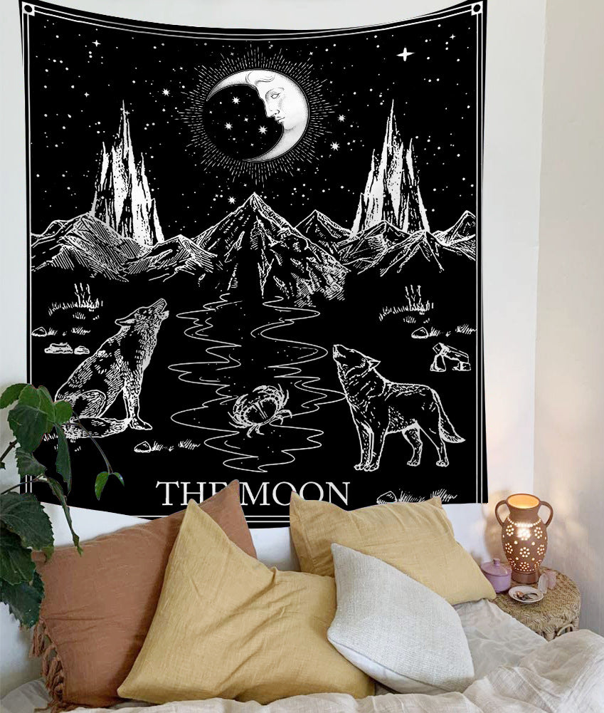 Bedroom Wall Tapestry – Boho Sun & Moon Mandala Décor