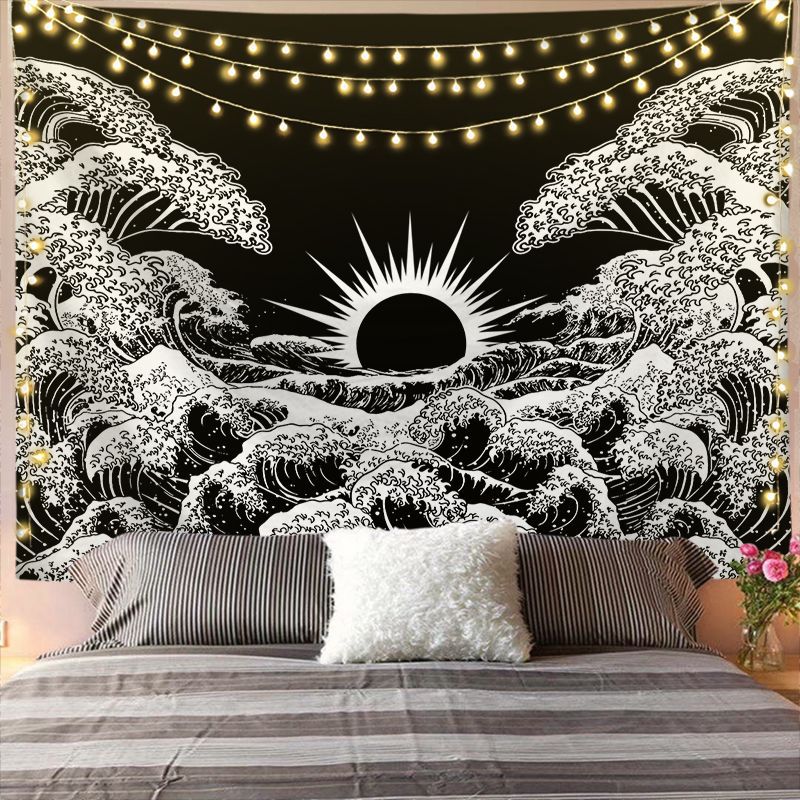 Bedroom Wall Tapestry – Boho Sun & Moon Mandala Décor