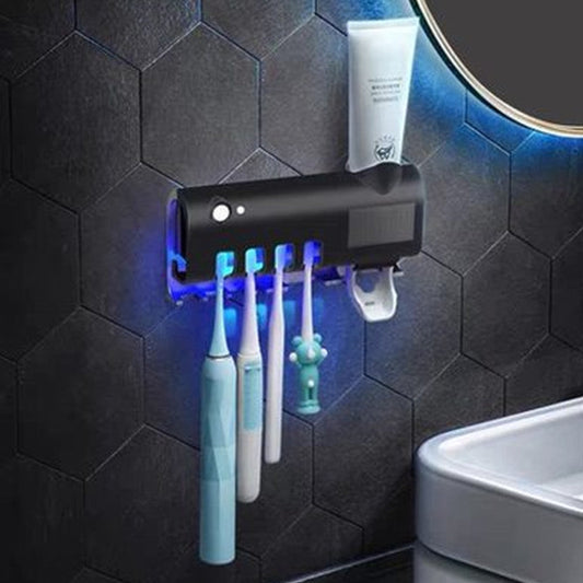Modern Toothbrush Holder with Dispenser – Wall Mounted Bathroom Storage Solution