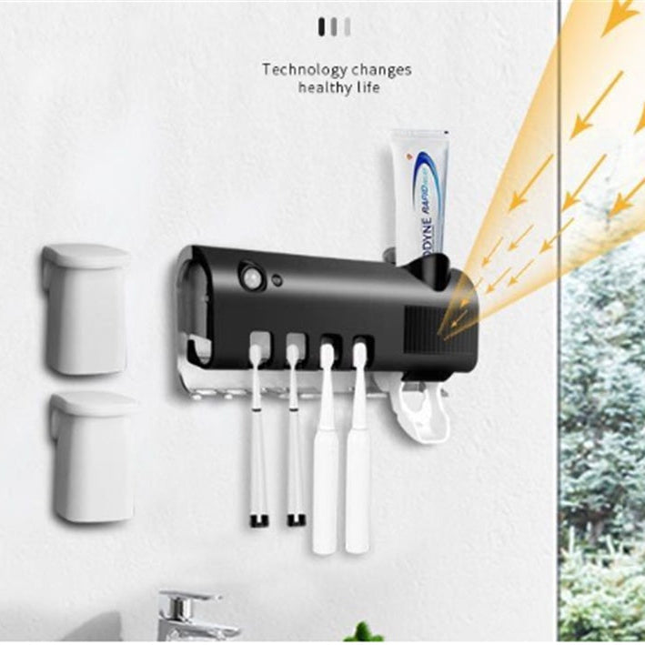 Modern Toothbrush Holder with Dispenser – Wall Mounted Bathroom Storage Solution