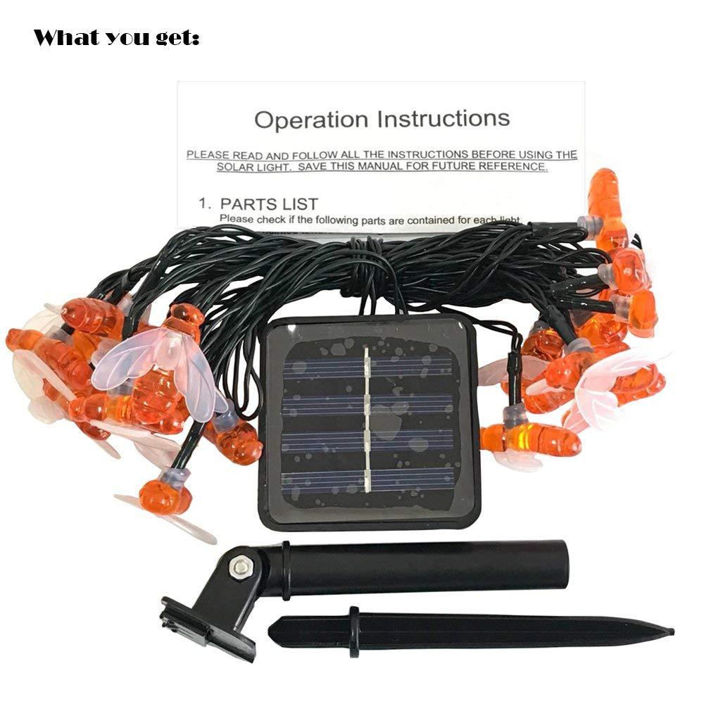 Solar Powered Christmas Bee Lights – 20 LED Outdoor Garden Fairy String Lights