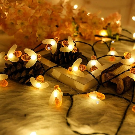 Solar Powered Christmas Bee Lights – 20 LED Outdoor Garden Fairy String Lights