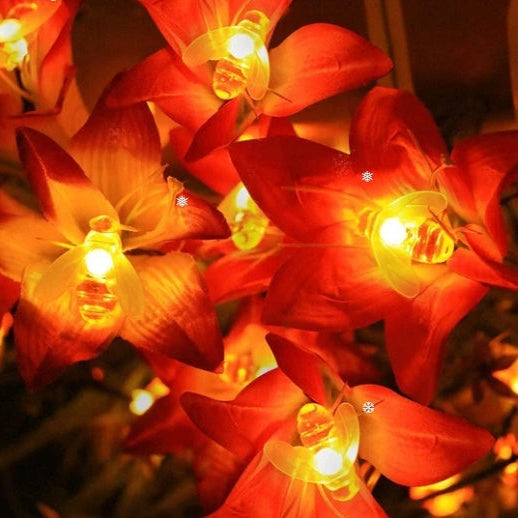 Solar Powered Christmas Bee Lights – 20 LED Outdoor Garden Fairy String Lights