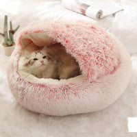 Cozy Round 2‑in‑1 Cat & Dog Bed – Warm Winter Pet Bed, Plush Soft Comfort House
