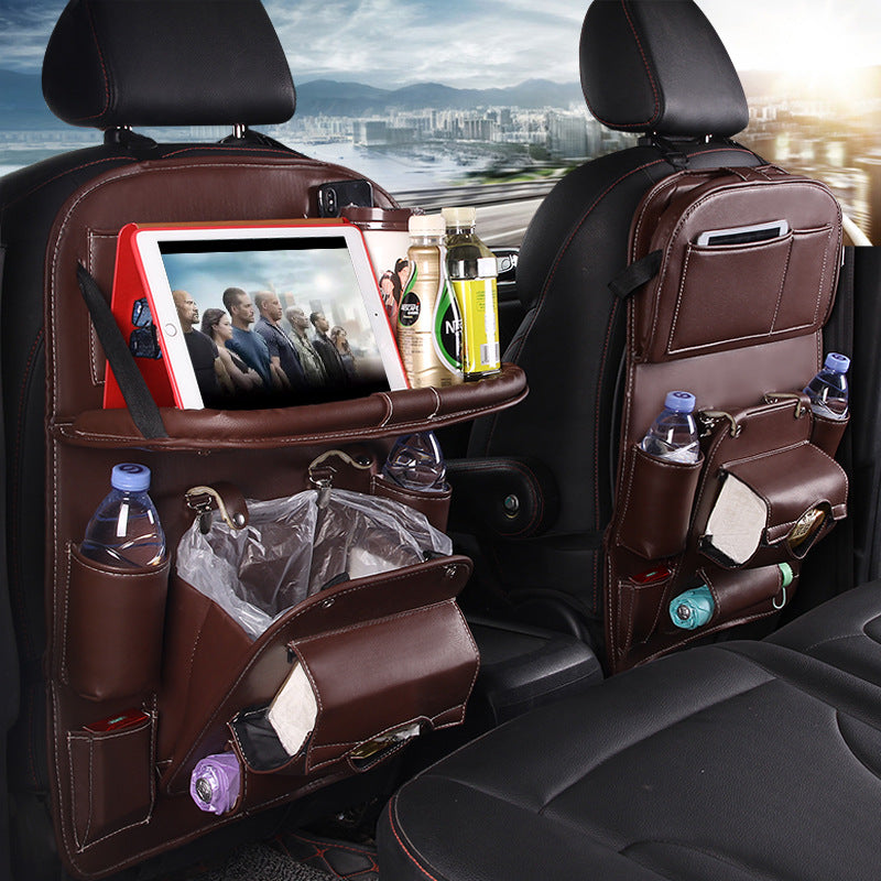 Car Interior Organizer – Waterproof PU Leather Seat Back Storage for Busy Drivers