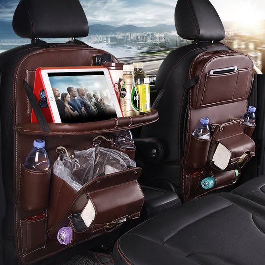 Car Interior Organizer – Waterproof PU Leather Seat Back Storage for Busy Drivers