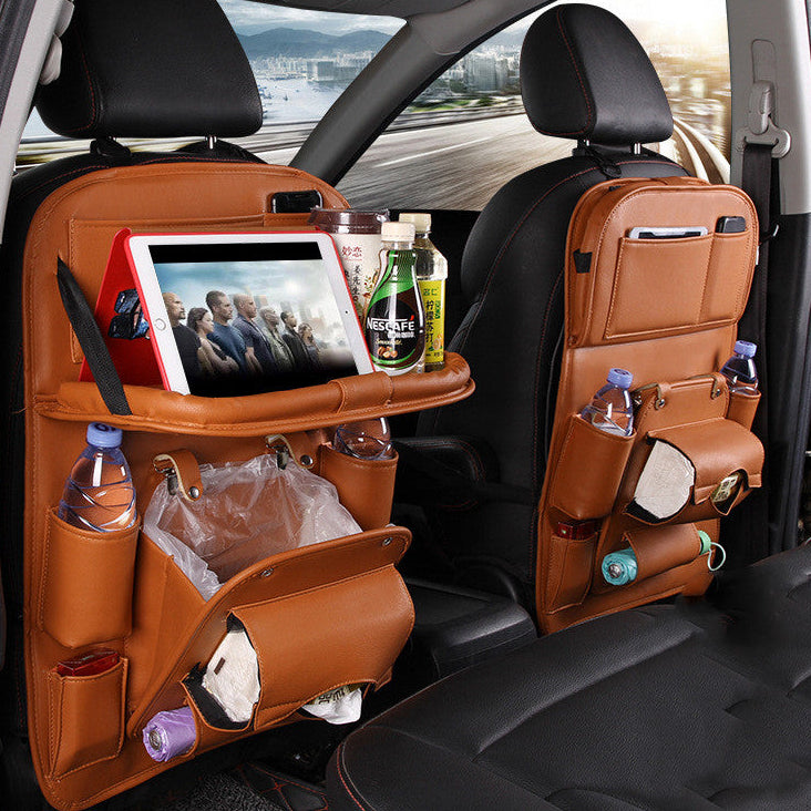 Car Interior Organizer – Waterproof PU Leather Seat Back Storage for Busy Drivers