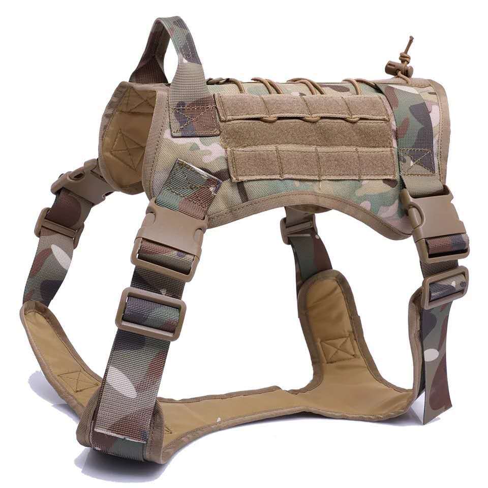 Tactical Dog Harness Military Service Dog Vest Adjustable No Pull Training Control Gear