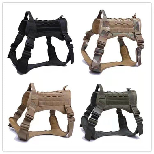 Tactical Dog Harness Military Service Dog Vest Adjustable No Pull Training Control Gear
