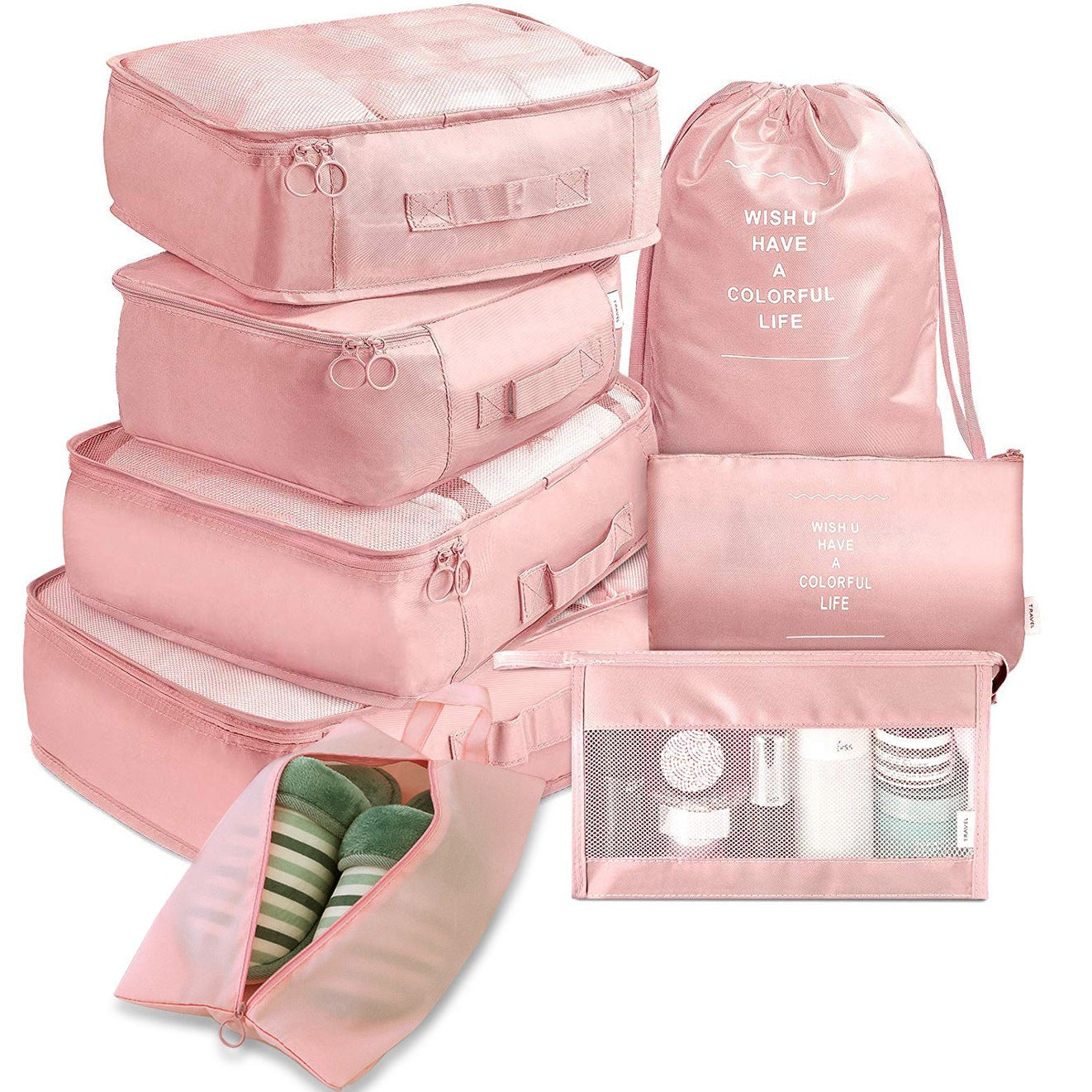 Travel Organizer Bag Set 8-Piece – Keep Clothes, Shoes & Underwear Neat