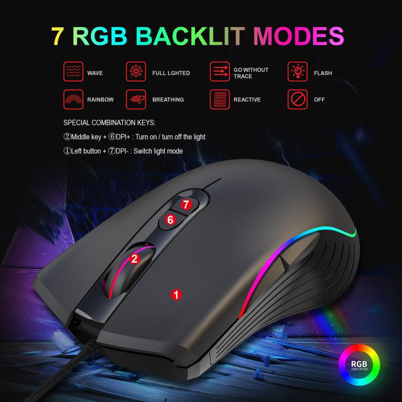 RGB Gaming Mouse Wired – Glowing LED Gamer Mouse